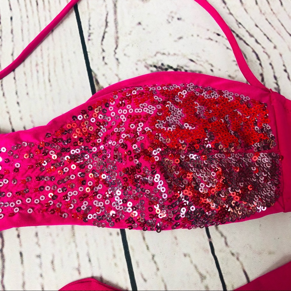 La Perla Sequin Bandeau Bikini Top Hot Pink - Picture 3 of 5